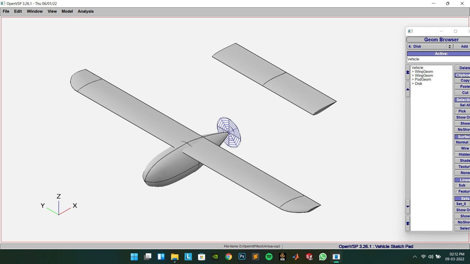UAV geometry in OpenVSP
