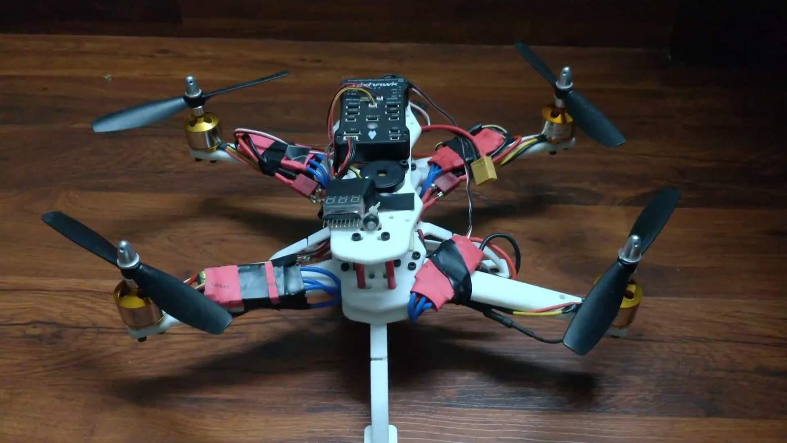 The assembled cargo quadcopter